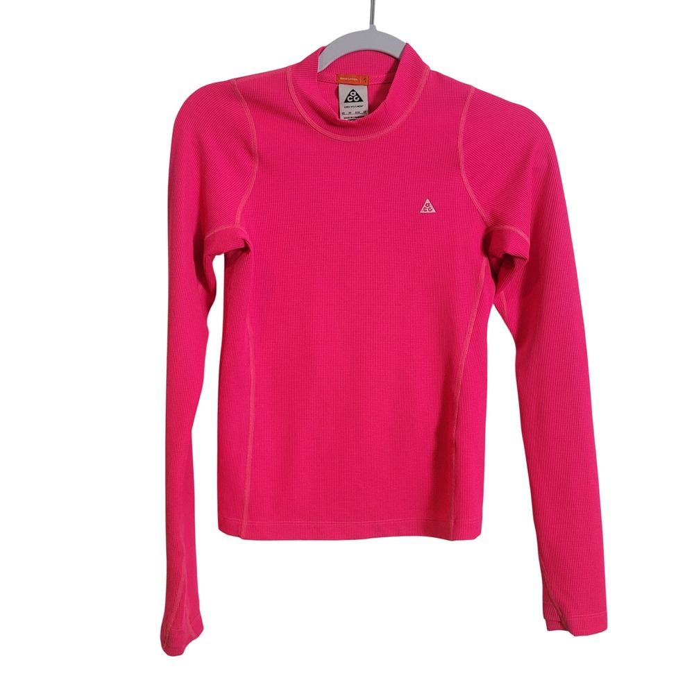 Nike ACG Dri-FIT ADV Pink Waffle Knit Base Layer Mock Neck Top Womens XS